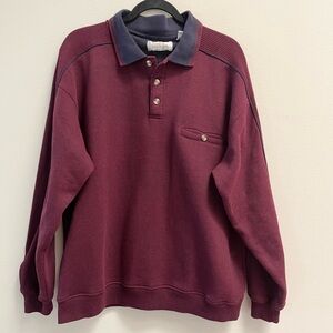 Vtg Bill Blass Menswear Navy & Burgundy polo grandpa Sweater size large